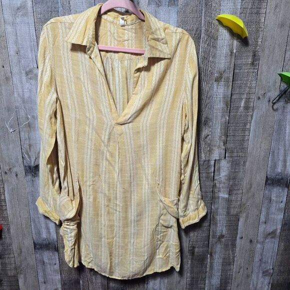 Elan Yellow Embroidered Mini Shirt Dress - Picture 1 of 4